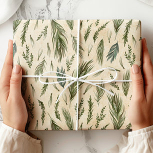 Green Winter Foliage Kraft Geschenkpapier