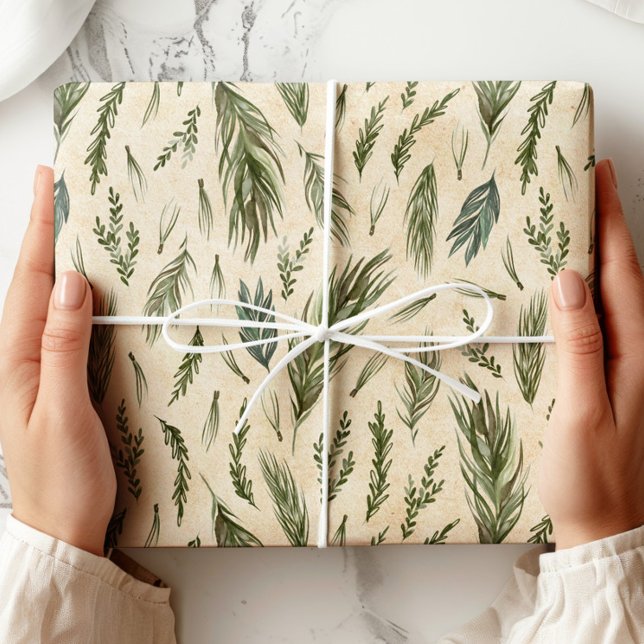 Green Winter Foliage Kraft Geschenkpapier (Von Creator hochgeladen)