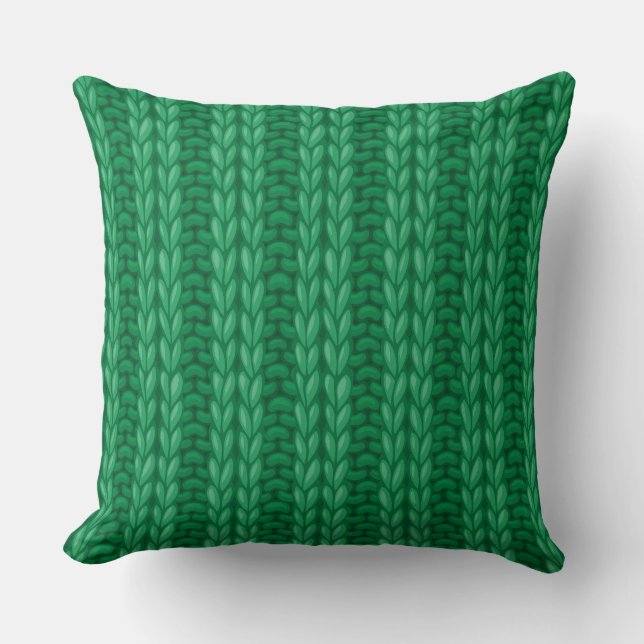 Green Winter Knitting Wooly Muster Kissen (Vorderseite)