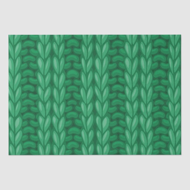Green Winter Knitting Wooly Muster Seidenpapier (Vorderseite)