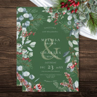 Green Winter Pine Berries Eucalyptus Wedding
