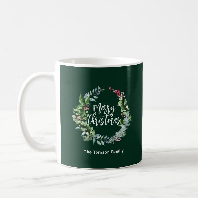 green winter watercolor wreath christmas kaffeetasse (Links)