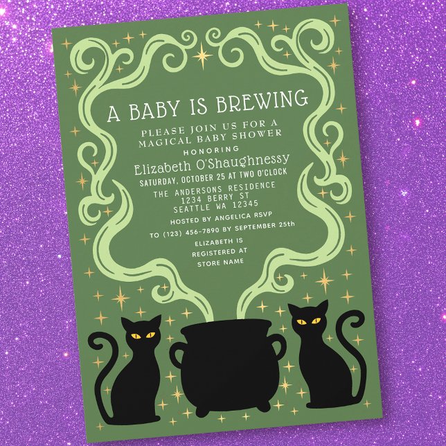 Green Witchy Baby is Brewing Baby Shower  Einladung (Von Creator hochgeladen)