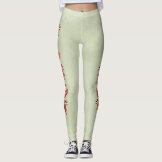 Green with Christmas Cocoa and Candy Canes Leggings