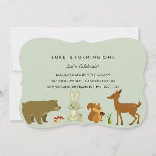 Green Woodland Friends Invitation d'anniversaire