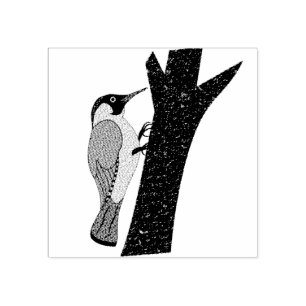 Green Woodpecker Illustration Gummistempel