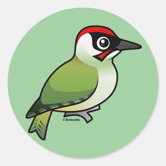 Green Woodpecker Runder Aufkleber (Vorderseite)