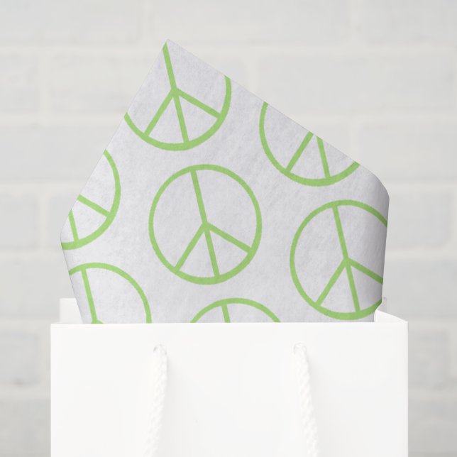 Green World Peace Sign Groovy Love Symbol Seidenpapier (Geschenktüte)
