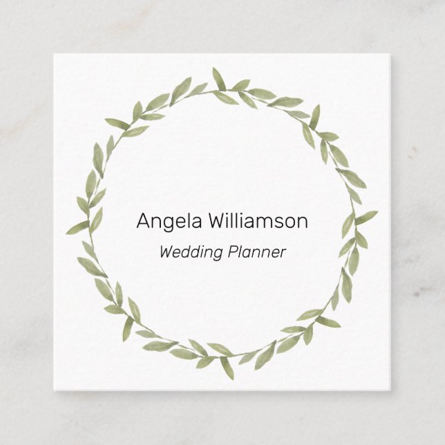 Green Wreath Square Business Card Quadratische Visitenkarte (Vorderseite)