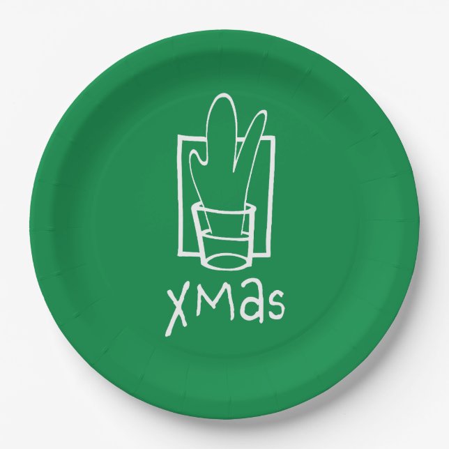 Green Xmas Party Pappteller (Vorderseite)
