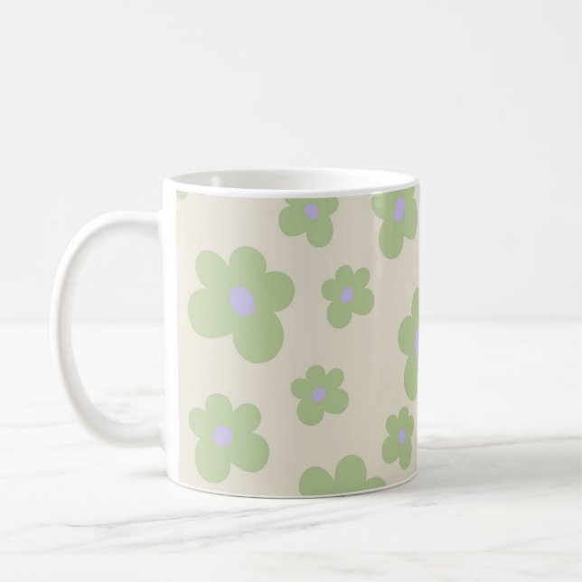 Green Y2K Wildblume Bold Retro Spring Kitchen Kaffeetasse (Links)