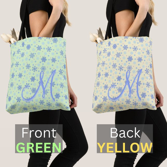 Green & Yellow 2 Seitenfarben Schneeflocken Monogr Tasche (Von Creator hochgeladen)