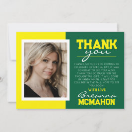 Green & Yellow Abschluss Foto Danke Karte