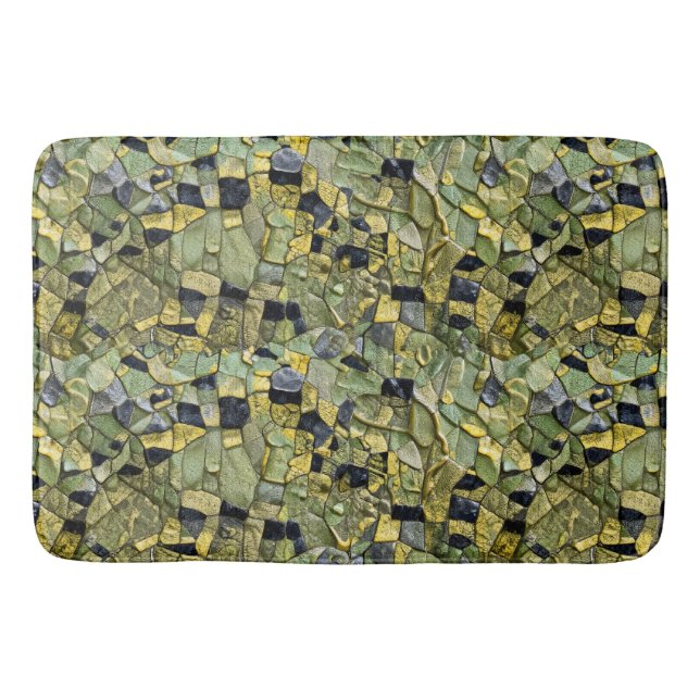Green Yellow Alligator Crocodile Dragon Leather Badematte (Vorderseite)