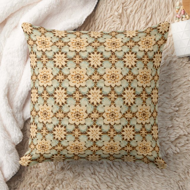 Green Yellow and Brown Faux Crochet Kissen (Decke)