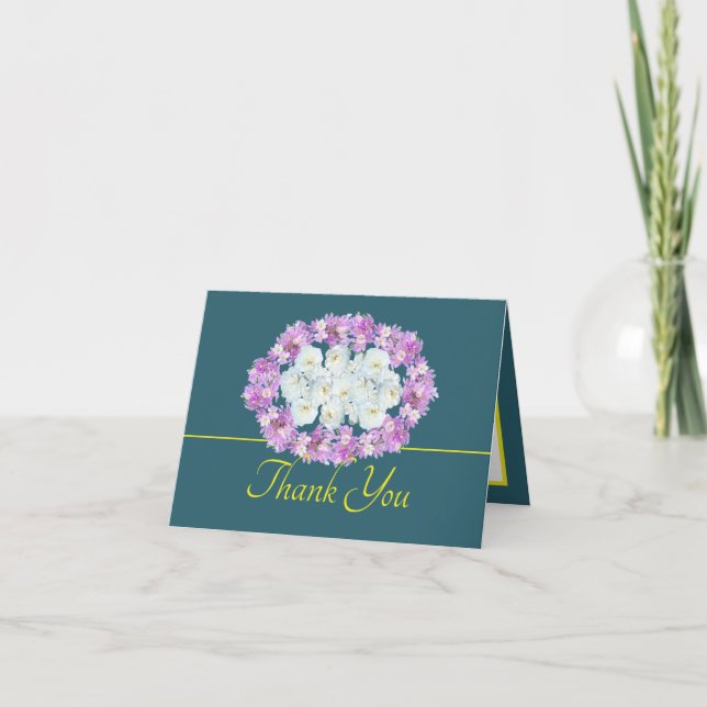 Green Yellow Chic Rose Crocuses Wreath Vielen Dank Karte (Vorderseite)