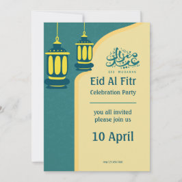 Green Yellow Elegante Eid Al Fitr Halal Bi Halal Einladung
