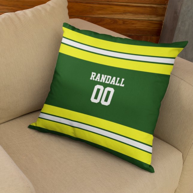 Green & Yellow Football Team Personalisiert Kissen (Von Creator hochgeladen)
