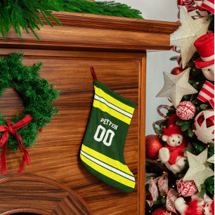 Green & Yellow Football Team Personalisiert Kleiner Weihnachtsstrumpf