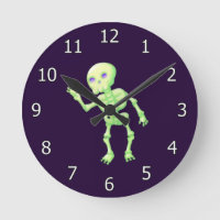Green Yellow Glow Cute Skeleton Waving Art