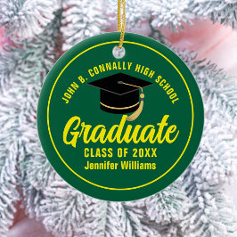 Green Yellow Graduate Custom Abschluss Weihnachten Keramik Ornament