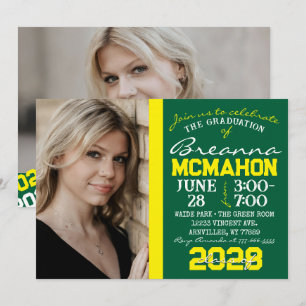 Green & Yellow Graduation 2 Invitation photo