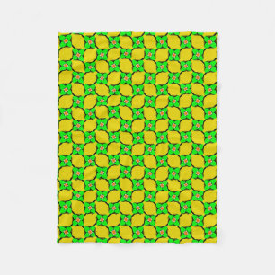 Green & Yellow Lemon Garden Muster Fleece Blankon