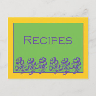 Green Yellow Lila Floral Rezept Card Postkarte