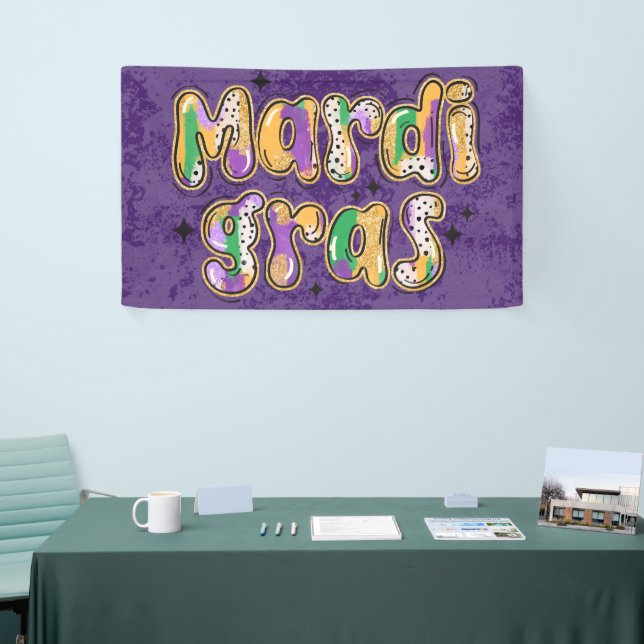 Green Yellow Lila Mardi Gras Banner (Messeveranstaltung)