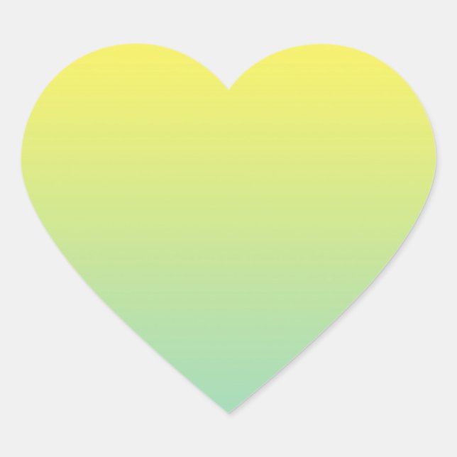 Green & Yellow Ombre Herz-Aufkleber (Vorderseite)