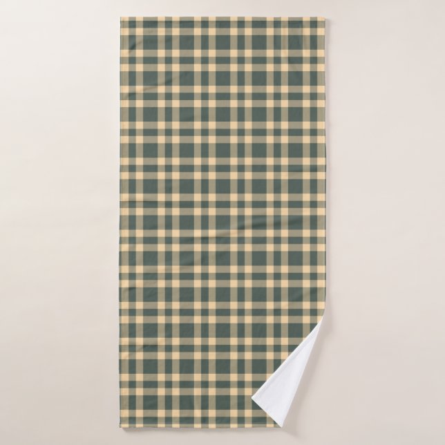 Green Yellow Plaid Pattern (Serviette de bain)
