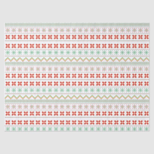 Green-Yellow-Red Pixel knit Pattern Seidenpapier (Vorderseite)