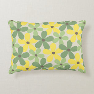 Green Yellow Retro Y2K 70er Blume Muster Dekokissen