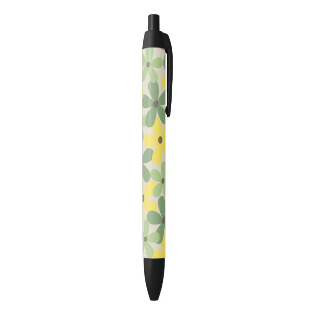 Green Yellow Retro Y2K 70er Blume Muster Kugelschreiber (Unterseite (Vertikal))