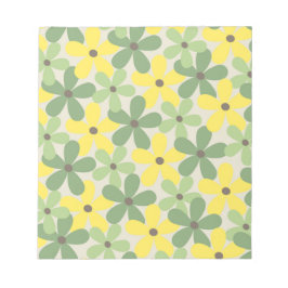 Green Yellow Retro Y2K 70er Blume Muster Notizblock