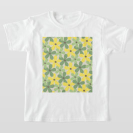 Green Yellow Retro Y2K 70er Blume Muster T-Shirt