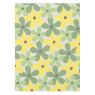 Green Yellow Retro Y2K 70er Blume Muster Tischdecke