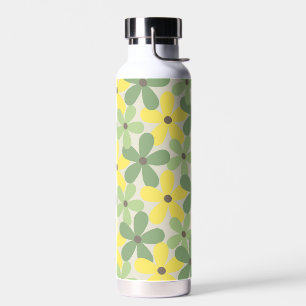 Green Yellow Retro Y2K 70er Blume Muster Trinkflasche