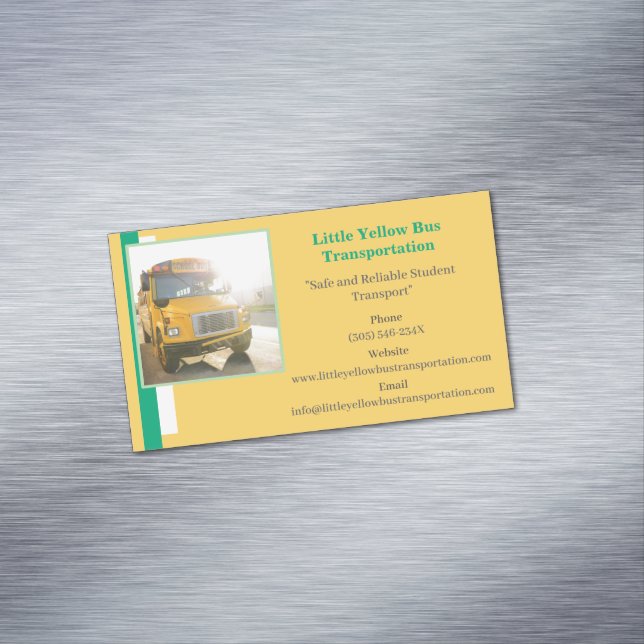 Green Yellow School Bus Fahrer Magnetische Visitenkarte (Beispiel)