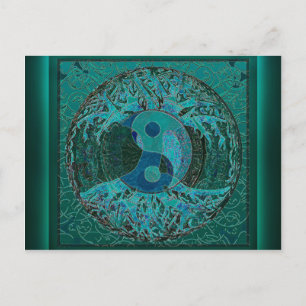 Green Yin Yang Postkarte