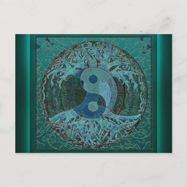 Green Yin Yang Postkarte (Vorderseite)