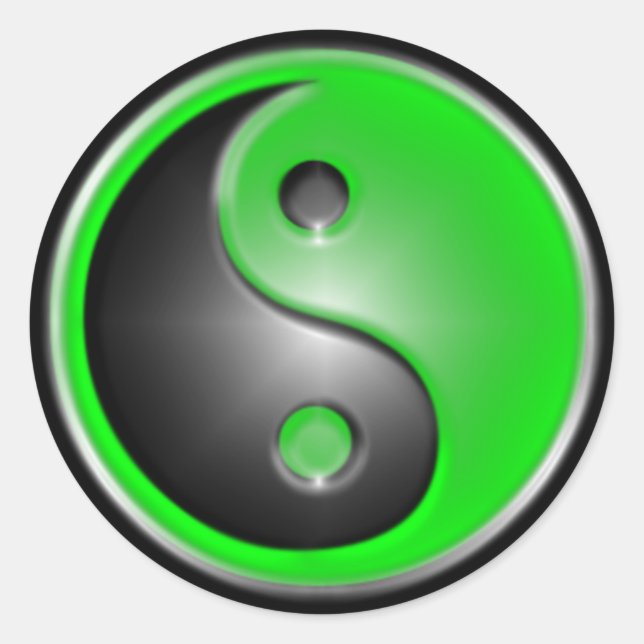 Green Yin Yang Runder Aufkleber (Vorderseite)