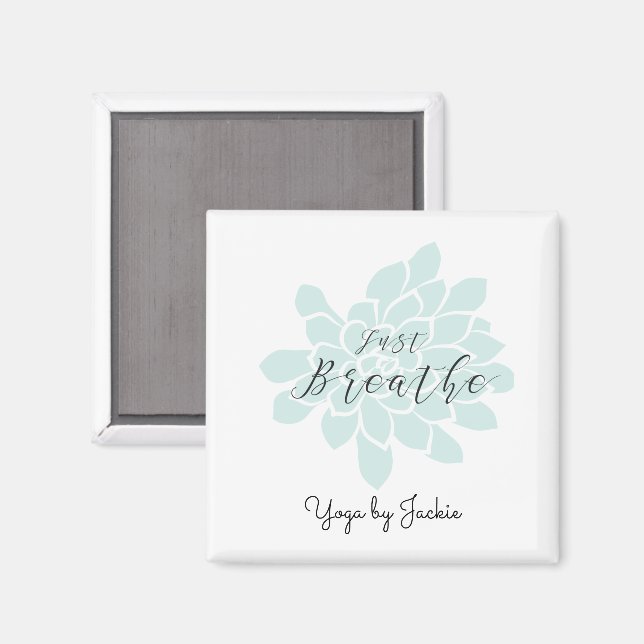 Green Yoga Breathe White Floral Magnet (Vorderseite/Rückseite)