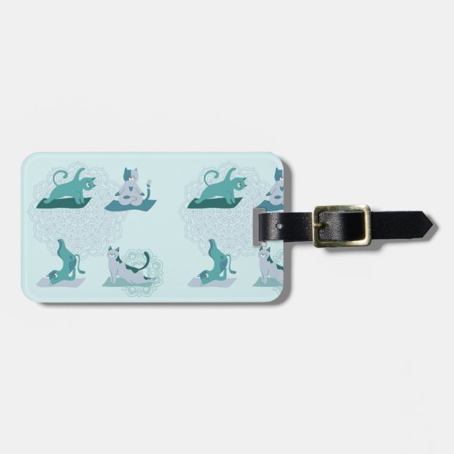 Green Yoga Cats Gepäckanhänger (Vorderseite horizontal)