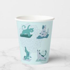 Green Yoga Cats Pappbecher