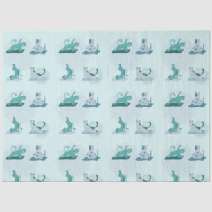 Green Yoga Cats Seidenpapier