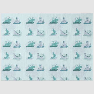 Green Yoga Cats Seidenpapier
