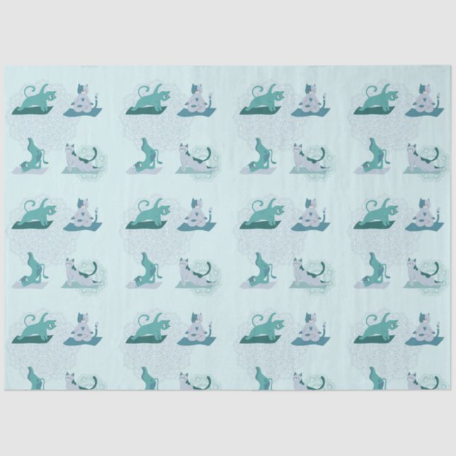 Green Yoga Cats Seidenpapier (Vorderseite)
