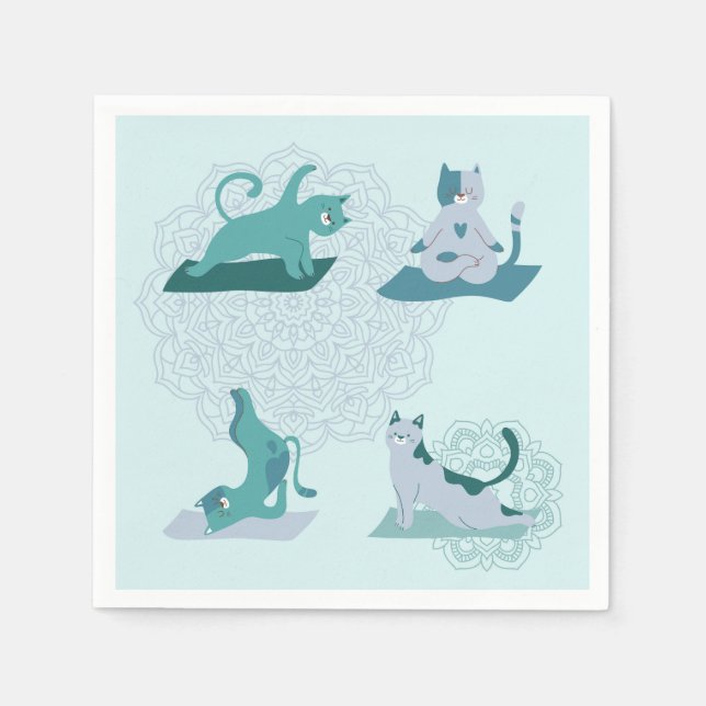 Green Yoga Cats Serviette (Vorderseite)