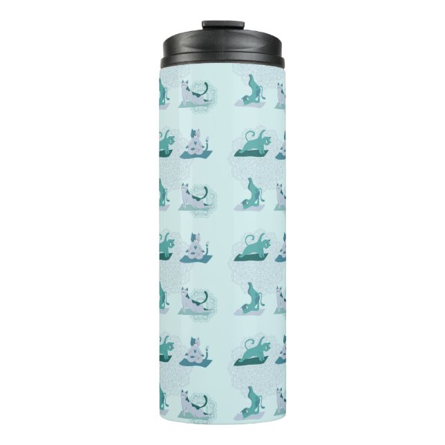 Green Yoga Cats Thermosbecher (Vorderseite)